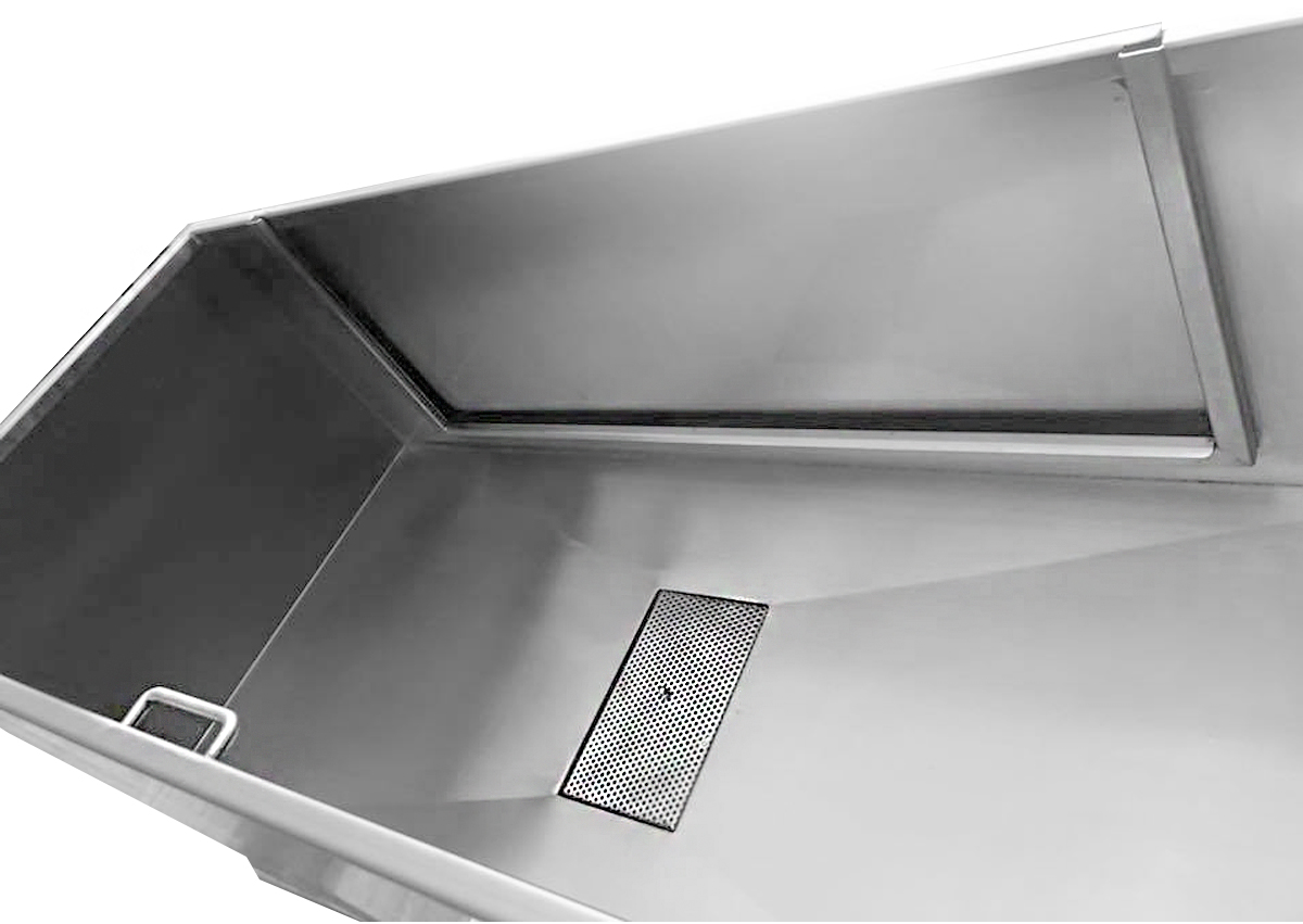 Vasca dritta per toelettatura in acciaio inox con porta basculante 145×60  (completa) – Mac Pets