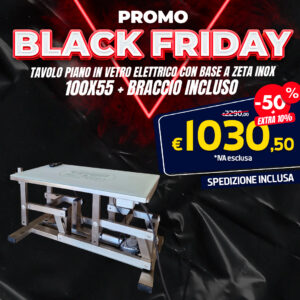 Tavolo Piano In Vetro Elettrico con base a Zeta Inox