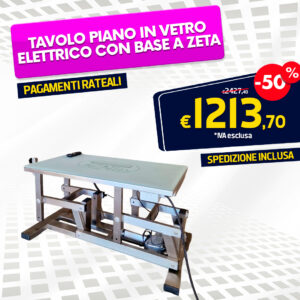 Tavolo Piano In Vetro Elettrico con base a Zeta Inox