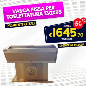 Vasca per toelettatura in acciaio inox con porta basculante 130×55