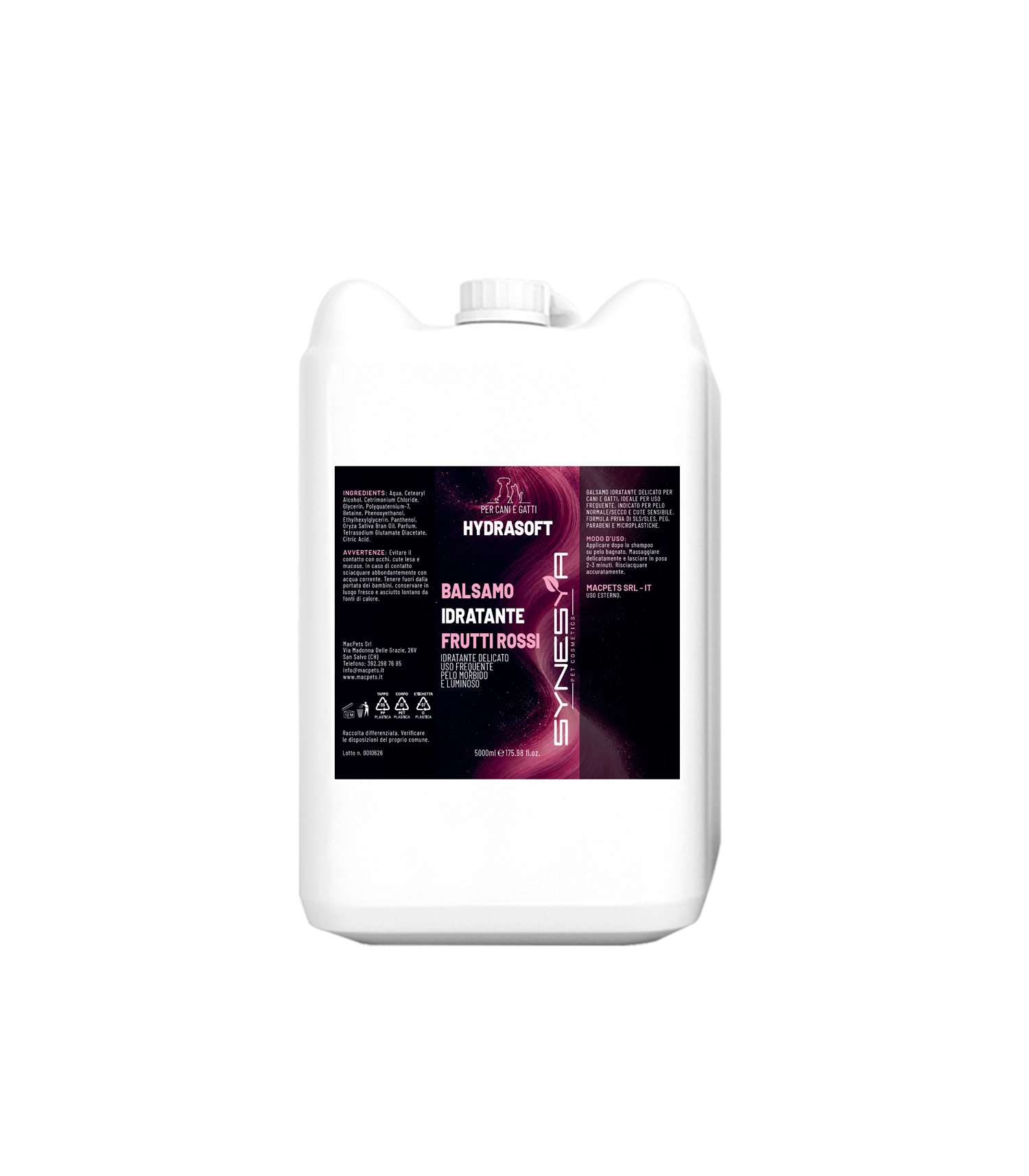 Tanica 5 Lt Balsamo Idratante Frutti Rossi Synesya